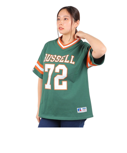 ラッセル（RUSSELL）ProCottonフットボールTシャツ スパッツ付き RBL24S1002 DGRN