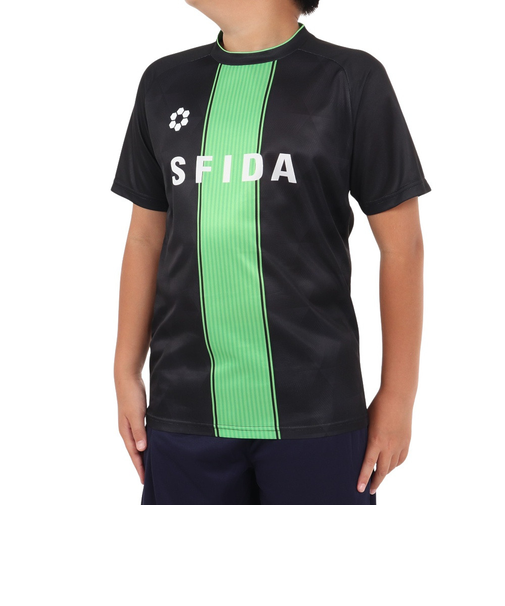 スフィーダ(SFIDA)サッカー フットサルウェア ジュニア プラクティスシャツ センターストライプ SA-24X30JR BLK/GRN FS