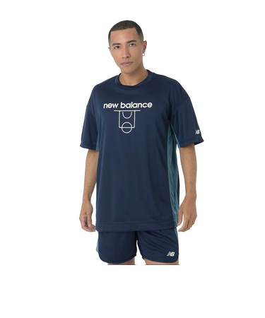 ニューバランス（new balance）バスケットボールウェア コートグラフィック ディンプルメッシュ 半袖Tシャツ AMT45070TNV 速乾