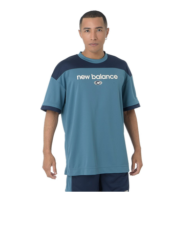 ニューバランス（new balance）バスケットボールウェア リニアロゴハニカムメッシュ 半袖Tシャツ AMT45072EUB 速乾