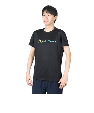 ファイテン（PHITEN）半袖 RUKUシャツ グラデーション ブラック 3124JG61910