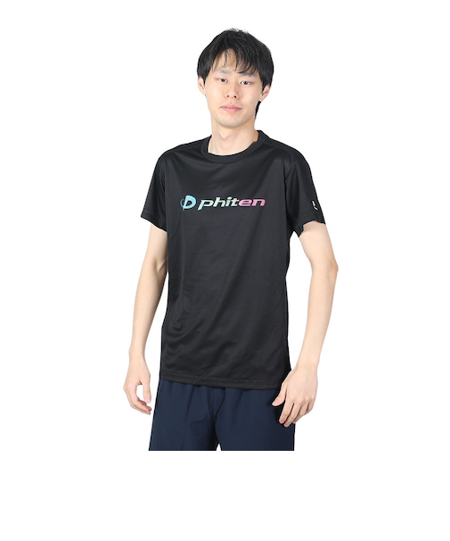 ファイテン（PHITEN）半袖 RUKUシャツ グラデーション ブラック 3124JG61920