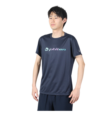 ファイテン（PHITEN）半袖 RUKUシャツ グラデーション ネイビー 3124JG62000