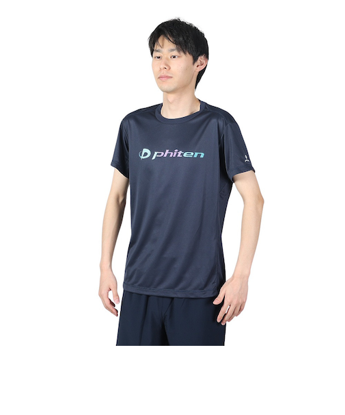 ファイテン（PHITEN）半袖 RUKUシャツ グラデーション ネイビー 3124JG62000