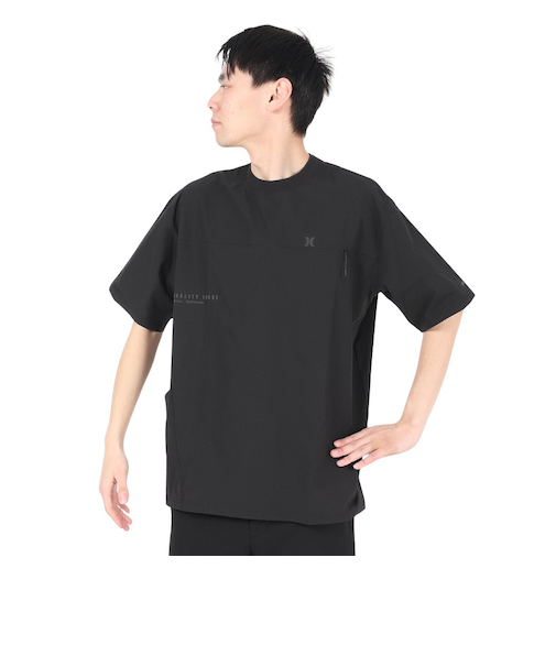 ハーレー（HURLEY）ラッシュガード ファントム ウーブン オーバーサイズド アイコン半袖Tシャツ MUT2411010-BLK