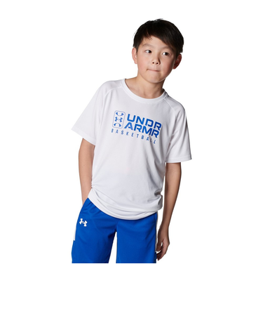 アンダーアーマー(UNDER ARMOUR)バスケットボールウェア ジュニア テック ロゴ ショートスリーブTシャツ 1384729 100 速乾