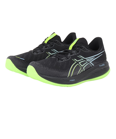 アシックス（ASICS）ランニングシューズ ゲル キュムラス26 ブラック グリーン 1011B792.001 スニーカー ジョギング クッション性