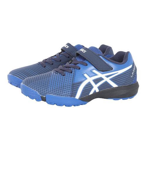 アシックスオーダーシューズ 青/灰色 ベルクロ アシックス（ASICS）（キッズ）ジュニアスポーツシューズ