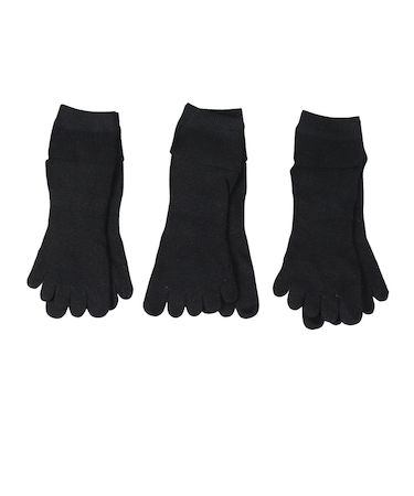 クー（Coo.）マルチノンパイル 5本指ソックス 3足組 23 24S895Q3OK0015BLK