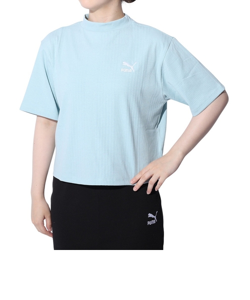 プーマ（PUMA）CLASSICS リブ リラックス モックネック半袖シャツ 626071 22 TQS