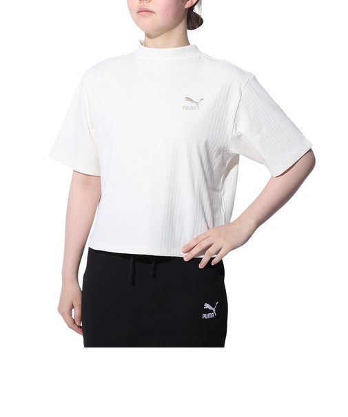 プーマ（PUMA）CLASSICS リブ リラックス モックネック半袖シャツ 626071 66 IVR