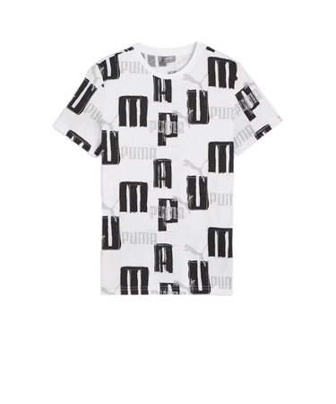 プーマ（PUMA）ボーイズ ESSプラス ロゴ LAB AOP 半袖Tシャツ 681327 02 WHT