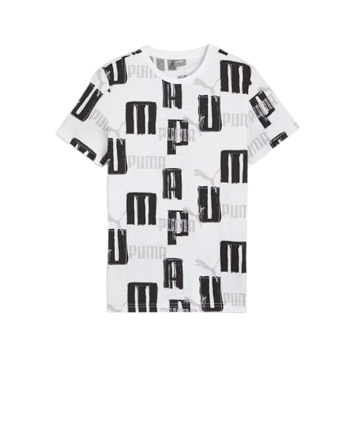 プーマ（PUMA）ボーイズ ESSプラス ロゴ LAB AOP 半袖Tシャツ 681327 02 WHT