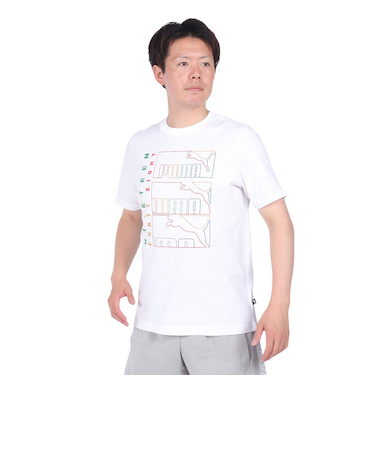 プーマ(PUMA)グラフィックス トリプル NO1 ロゴ 半袖 Tシャツ 681156 02 WHT