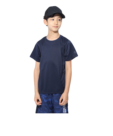 ジュニア ドライプラス ワンポイント メッシュTシャツ CT4S0067-TR865-GRES NVY