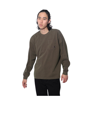 アディダス（adidas）スリーストライプス WASH ロングスリーブTシャツ KUE34-JE0947 ロンT 長袖 ヘビーウェイト ルーズフィット