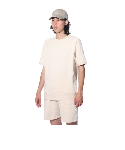 アディダス（adidas）スリーストライプス スウェット半袖シャツ KUE37-IT0897 白 ヘビーウェイト ルーズフィット