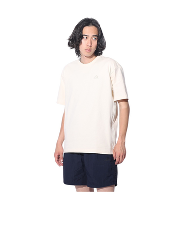 アディダス（adidas）スリーストライプス Tシャツ 半袖 KUE43-IT0915 白 ヘビーウェイト ルーズフィット