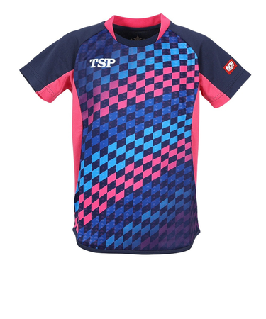 ティーエスピー（TSP）卓球ウエア 半袖シャツ ジュニア チェッカーグラデシャツ 031431 0100 JR 速乾