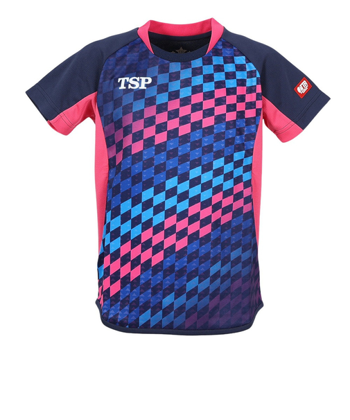 ティーエスピー（TSP）卓球ウエア 半袖シャツ ジュニア チェッカーグラデシャツ 031431 0100 JR 速乾