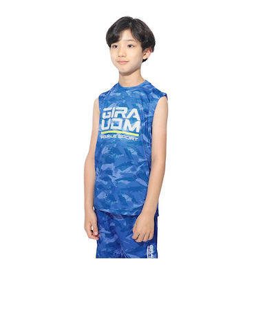 ジュニア YA ドライプラスクール シャインブロック メッシュノースリーブシャツ CT4S0063-TR865-GRSD BLU