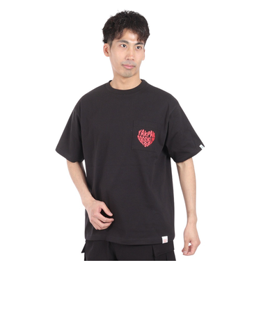 ヤックパック（YAK PAK）ハートロゴポケット付き 半袖Tシャツ 4510007-01 BLK