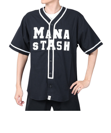 カレッジロゴ ベースボールシャツ 792-4123005 BLACK