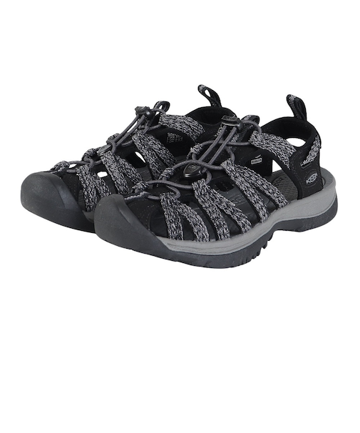 キーン（KEEN）サンダル ウィスパー ブラック 1028815 シャワーサンダル 軽量 クッション性 速乾性 抗菌防臭加工 防滑性 タウン