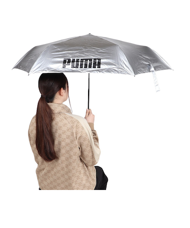 プーマ(PUMA)傘 晴雨兼用 折りたたみ傘 無地 60cm PBP66MN60 BK シルバー 紫外線対策 UPF50+ 軽量 傘 梅雨