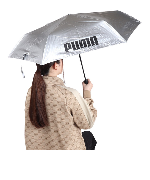 プーマ(PUMA)傘 晴雨兼用 折りたたみ傘 無地 55cm 自動開閉式 PBP66WJ55 BK シルバー 紫外線対策 UPF50+ 軽量 傘 梅雨