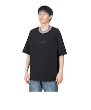 襟ライン ロゴ刺繍 半袖Tシャツ BU2345805:19:BLACK