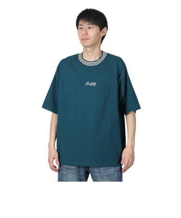 襟ライン ロゴ刺繍 半袖Tシャツ BU2345805:65:GREEN