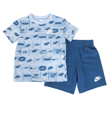 ナイキ（NIKE）キッズ NKB B NSW CLUB SSNL AOP Tシャツ ショーツ 上下セット 86L773-B2S