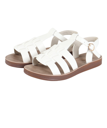 サンダル クッションソールフラットサンダル 6352WHITE