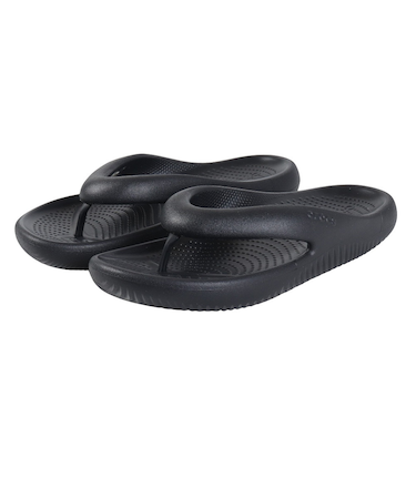 クロックス（crocs）サンダル メロウリカバリーフリップ Bl ブラック 208437-001 シャワサン 鼻緒付き シンプル やわらかい