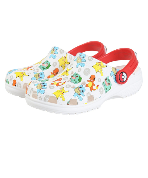 クロックス（crocs）ジュニアサンダル クラシックポケモンクロッグ ホワイト 207739-94S シャワーサンダル 軽量 通気性 お手入れ簡単