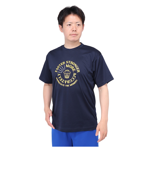 エックスティーエス(XTS)バスケットボールウェア ドライプラス FASTER STRONGER 半袖Tシャツ 751TS4ES0009NVY 速乾