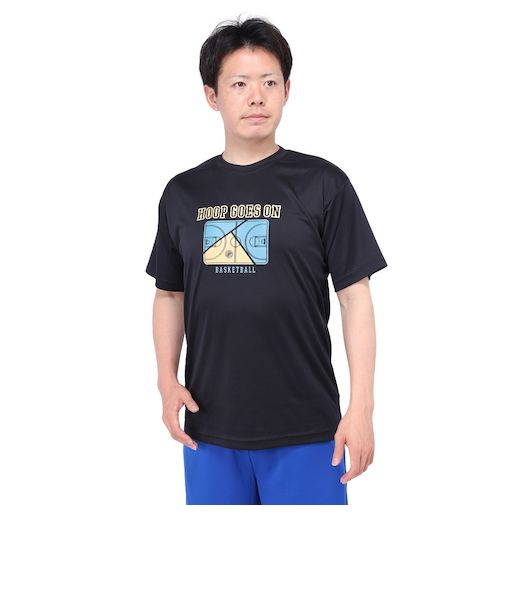 エックスティーエス(XTS)バスケットボールウェア ドライプラス HOOP GOES ON 半袖Tシャツ 751TS4ES0013BLK 速乾