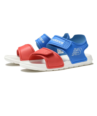 ニューバランス（new balance）ジュニアサンダル SPSDv1 ホワイト ブルー SYFSPSC1M ストラップサンダル 面ファスナー タウン プール…