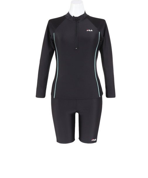 フィラ（FILA）フィットネス水着 レディース 水泳 長袖セパレート 3132845-BSX ブラック サックス