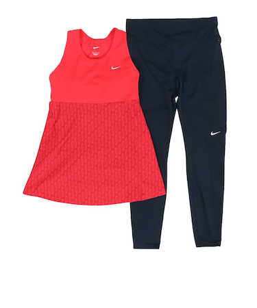 ナイキ（NIKE）フィットネス水着 水泳 SU24 ロングスパッツ セパレーツ 上下セット 2993114-005 赤