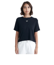 ロキシー（ROXY）ショート丈 ワンポイント OCEANO 半袖 リブTシャツ 24SURST242034BLK