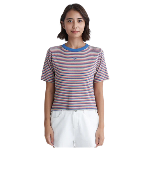 ロキシー（ROXY）ショート丈 ワンポイント OCEANO 半袖 リブTシャツ 24SURST242034MUL