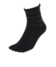 ふくらし 5本指 ボーダー ソックス 37779 BLK