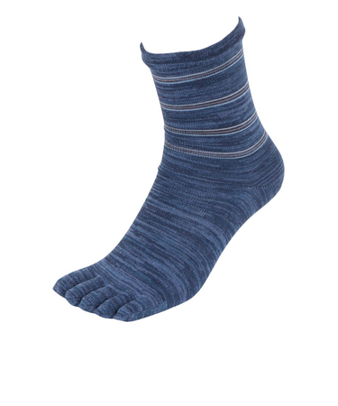ふくらし 5本指 ボーダー ソックス 37779 NVY