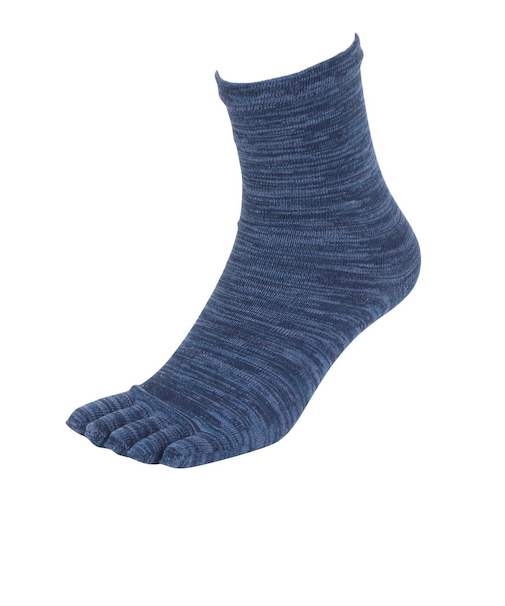 ふくらし ゆるピ丈 無地 クルー丈 5本指 ソックス 37781 NVY