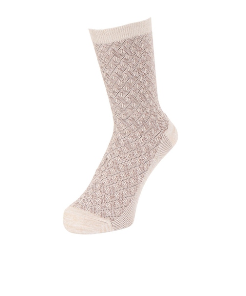 ふくらし ゆるピ丈 小紋柄 クルー丈 ソックス 37776W BEG