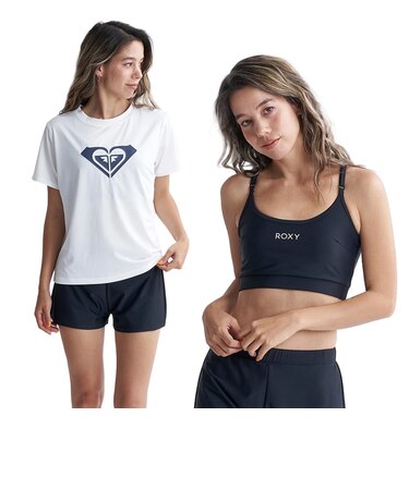 ロキシー（ROXY）水着 3点セット 半袖 ラッシュTシャツ付き ROXY STEP 24SPRSW241008BLK