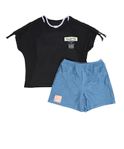 PINK LATTE(PINK LATTE)水着 3点セット ジュニア ガールズ マクラメTシャツ付き タンキニ 33251382BK