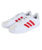 アディダス（adidas）スニーカー VLコート3.0 ホワイト レッド IF4464 カジュアル スポーツシューズ クッション性 タウン 町履き 登校 通学